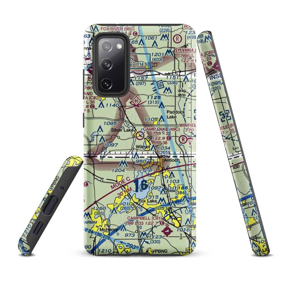Camp Lake Airport (49C) VFR Sectional Samsung Phone Case Samsung Galaxy S20 FE model shown