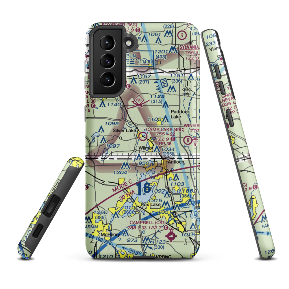 Camp Lake Airport (49C) VFR Sectional Samsung Phone Case Samsung Galaxy S21 Plus model shown