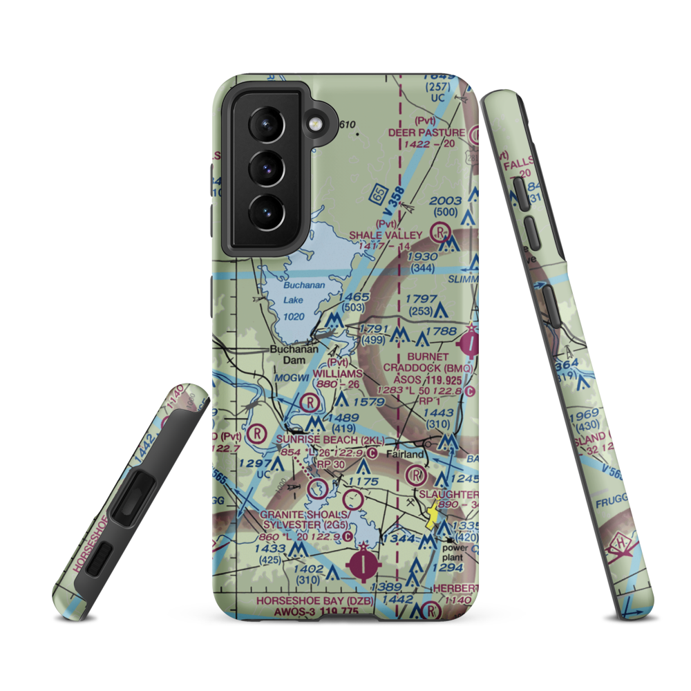 Camp Longhorn Airport (84TX) VFR Sectional Samsung Phone Case Samsung Galaxy S21 FE model shown
