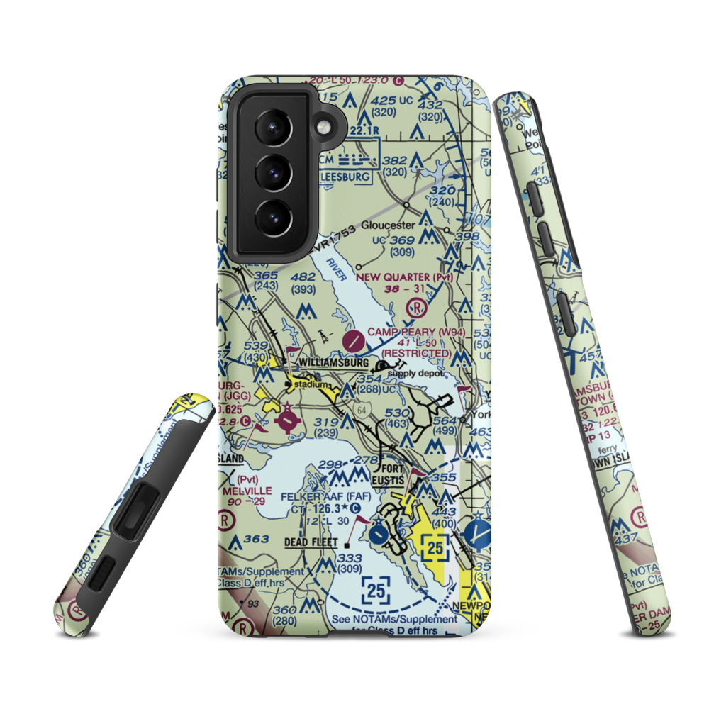 Camp Peary Landing Strip (W94) VFR Sectional Samsung Phone Case Samsung Galaxy S21 FE model shown