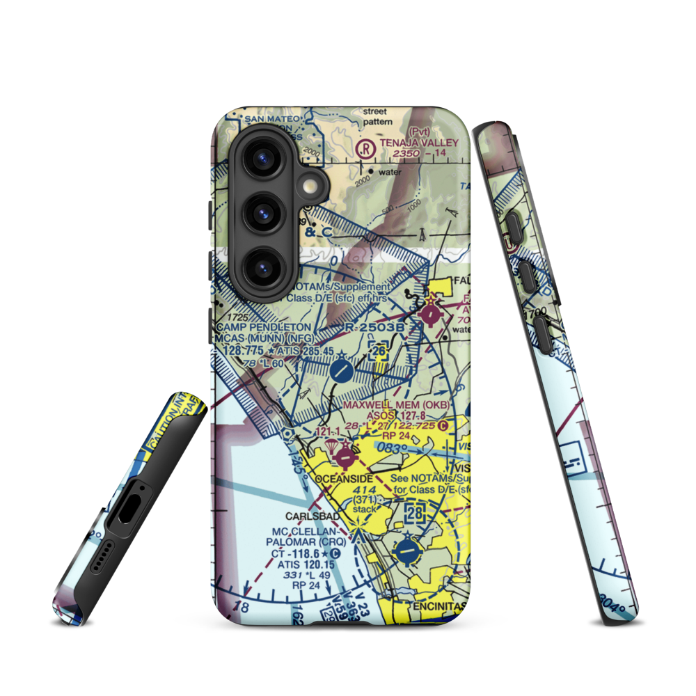 Camp Pendleton MCAS (Munn Field) Airport (NFG) VFR Sectional Samsung Phone Case Samsung Galaxy S24 model shown