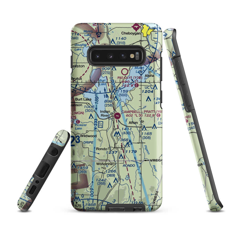 Campbell-Pratt Airport (Y65) VFR Sectional Samsung Phone Case Samsung Galaxy S10 Plus model shown