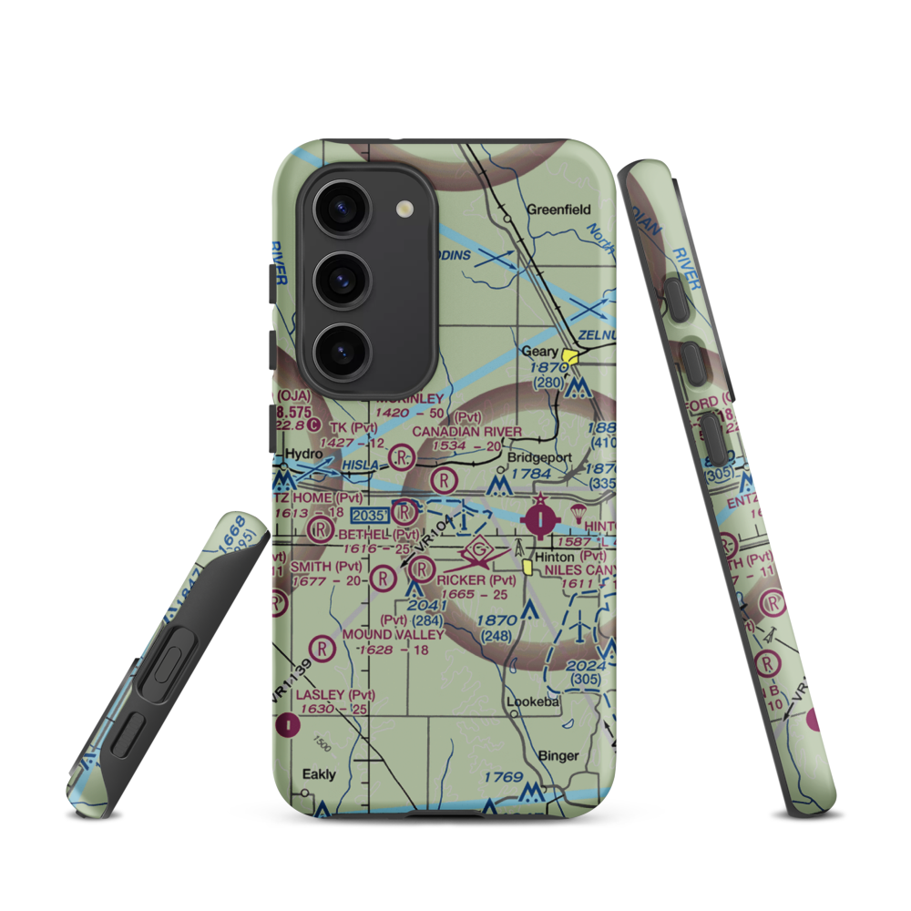 Canadian River Corrientes Airport (OK10) VFR Sectional Samsung Phone Case Samsung Galaxy S23 model shown