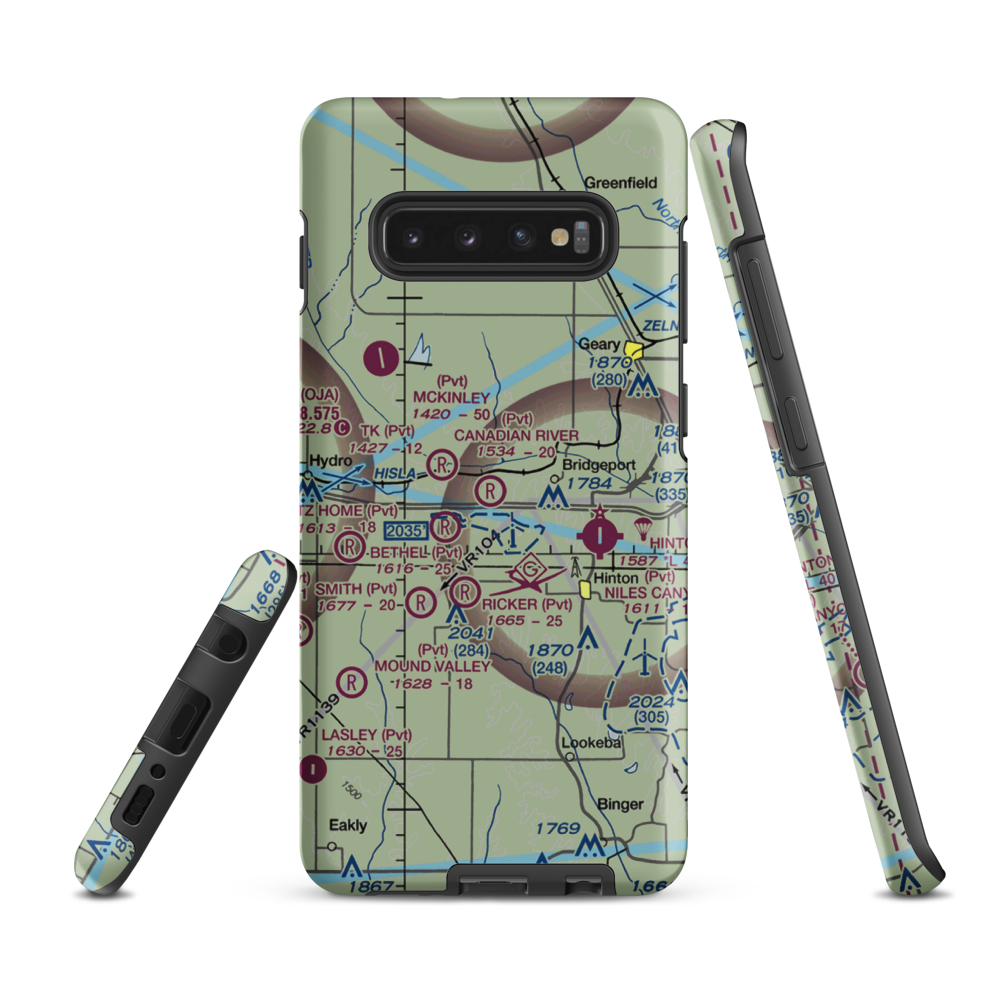 Canadian River Corrientes Airport (OK10) VFR Sectional Samsung Phone Case Samsung Galaxy S10 Plus model shown