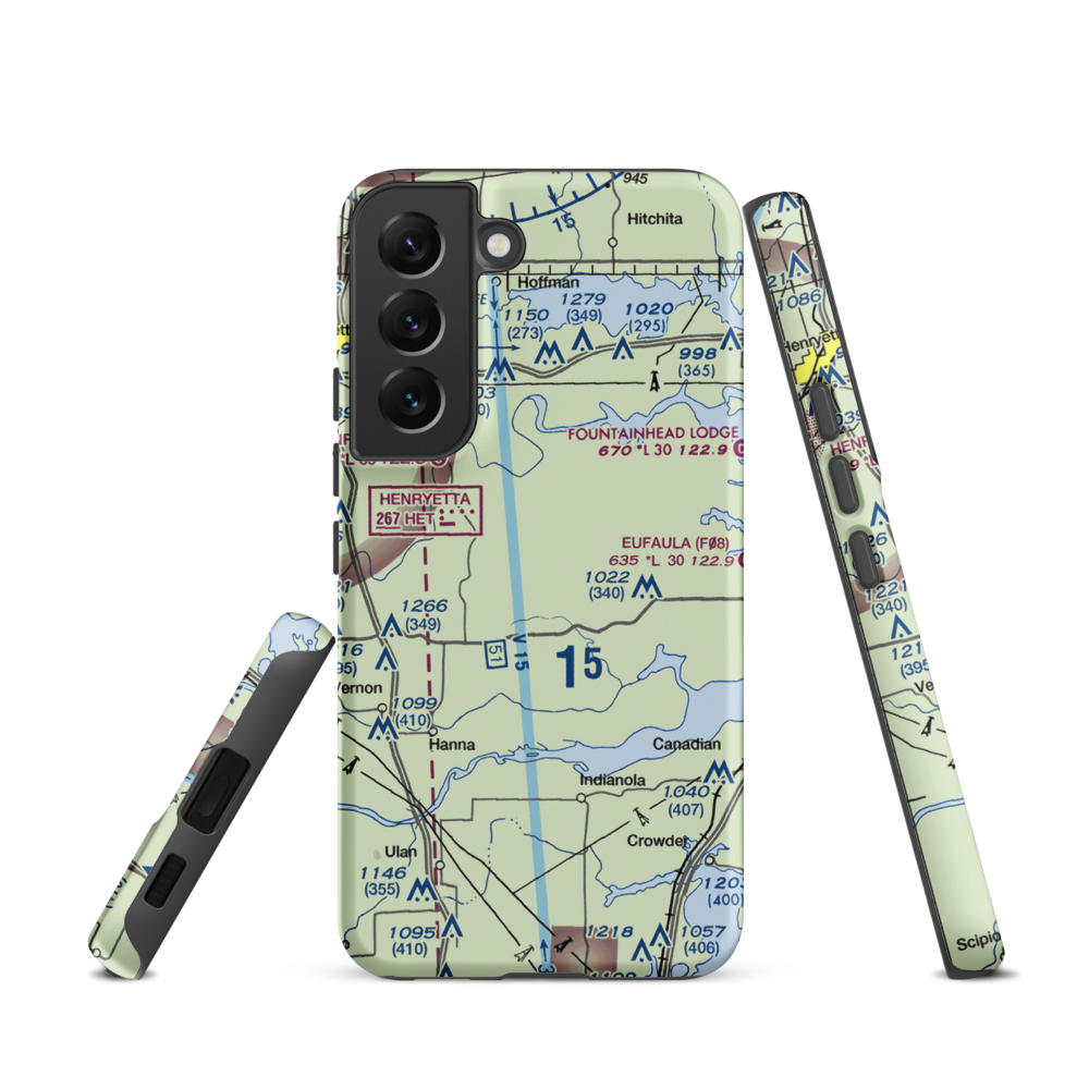 Canadian River Ranch Airport (OK04) VFR Sectional Samsung Phone Case Samsung Galaxy S22 model shown