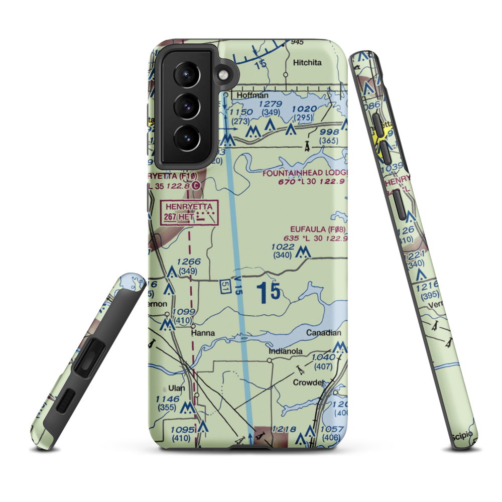 Canadian River Ranch Airport (OK04) VFR Sectional Samsung Phone Case Samsung Galaxy S21 Plus model shown