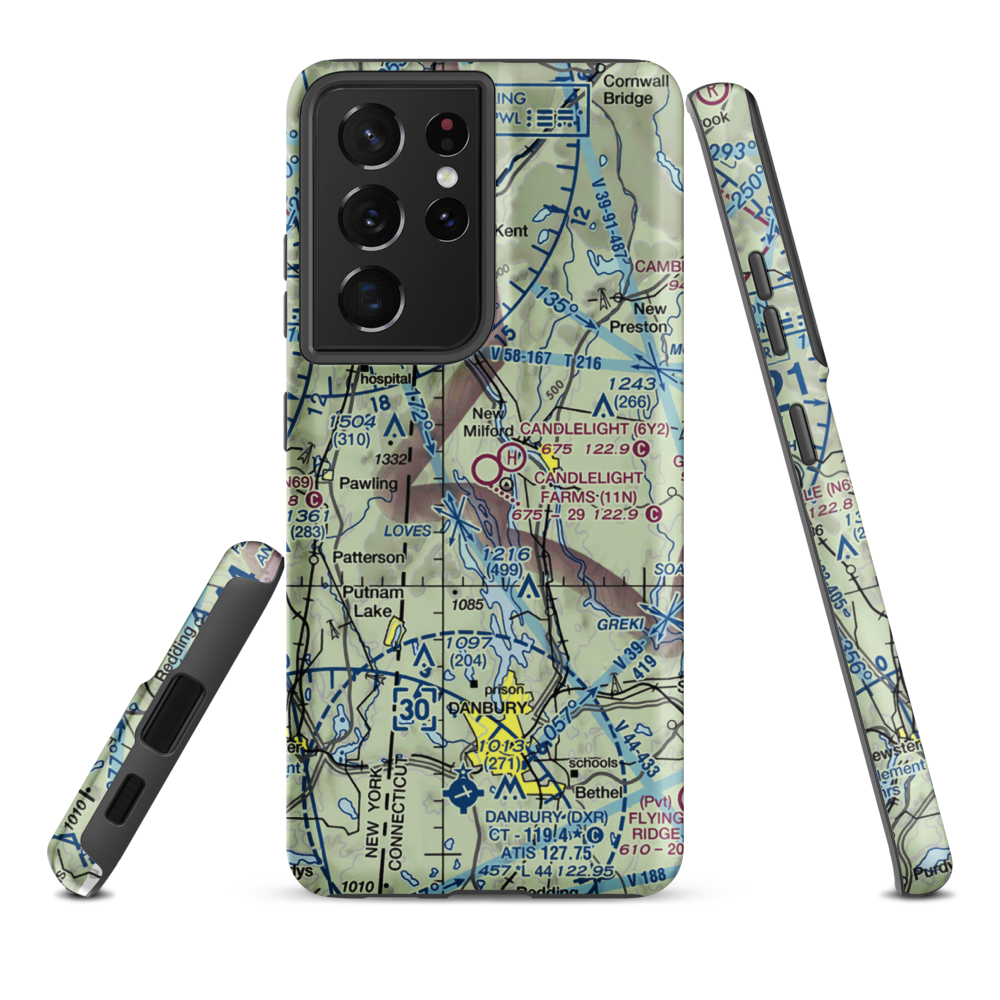 Candlelight Farms Airport (11N) VFR Sectional Samsung Phone Case Samsung Galaxy S21 Plus model shown
