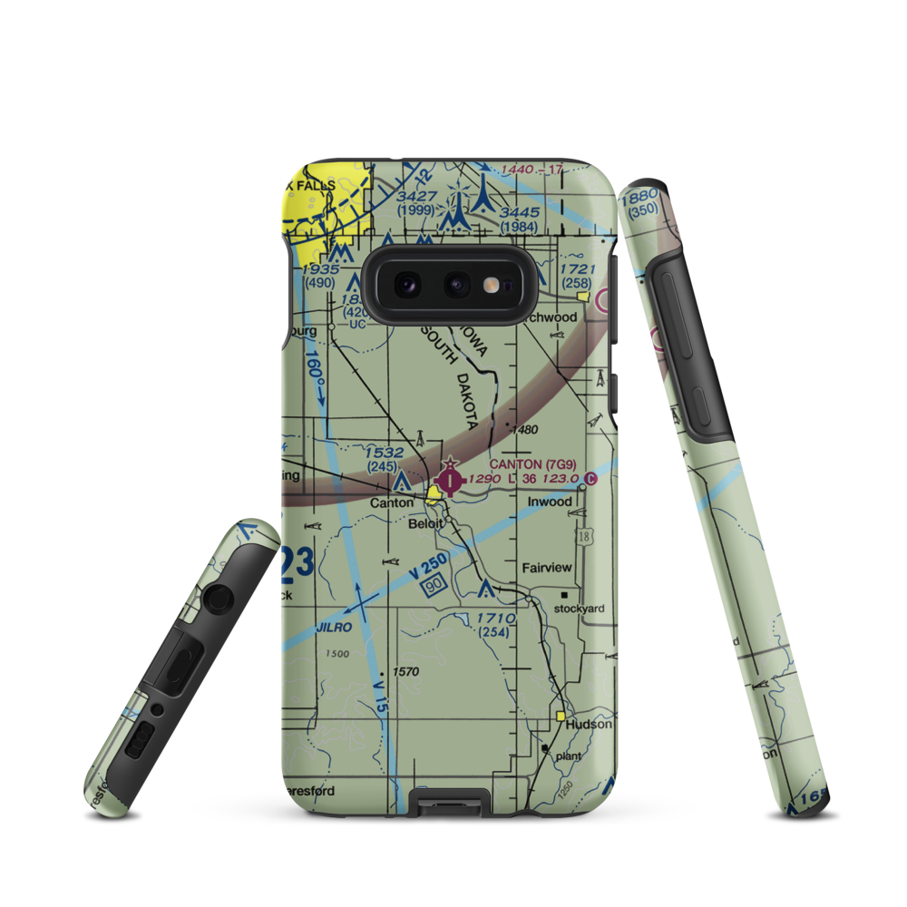 Canton Municipal Airport (7G9) VFR Sectional Samsung Phone Case Samsung Galaxy S10e model shown
