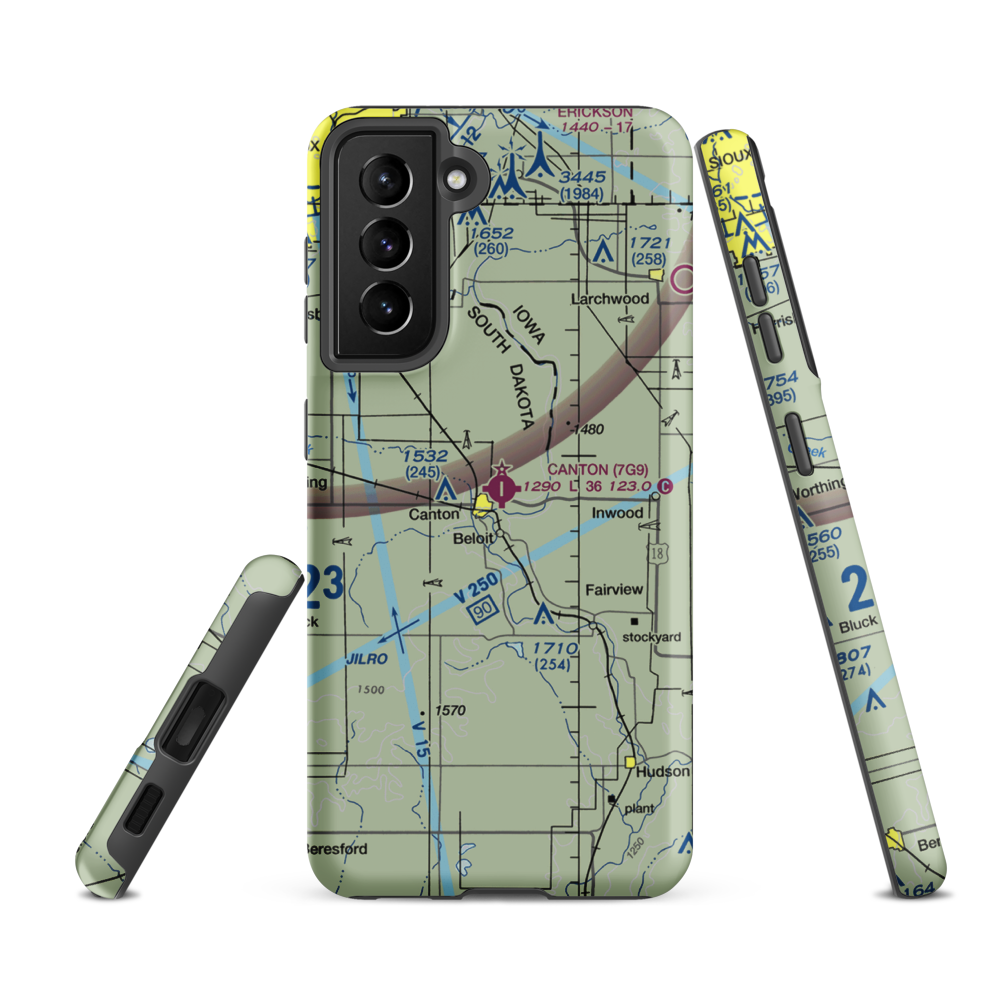 Canton Municipal Airport (7G9) VFR Sectional Samsung Phone Case Samsung Galaxy S21 FE model shown