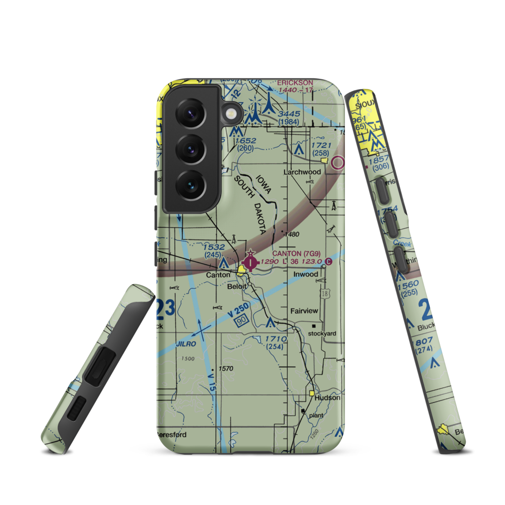 Canton Municipal Airport (7G9) VFR Sectional Samsung Phone Case Samsung Galaxy S22 model shown