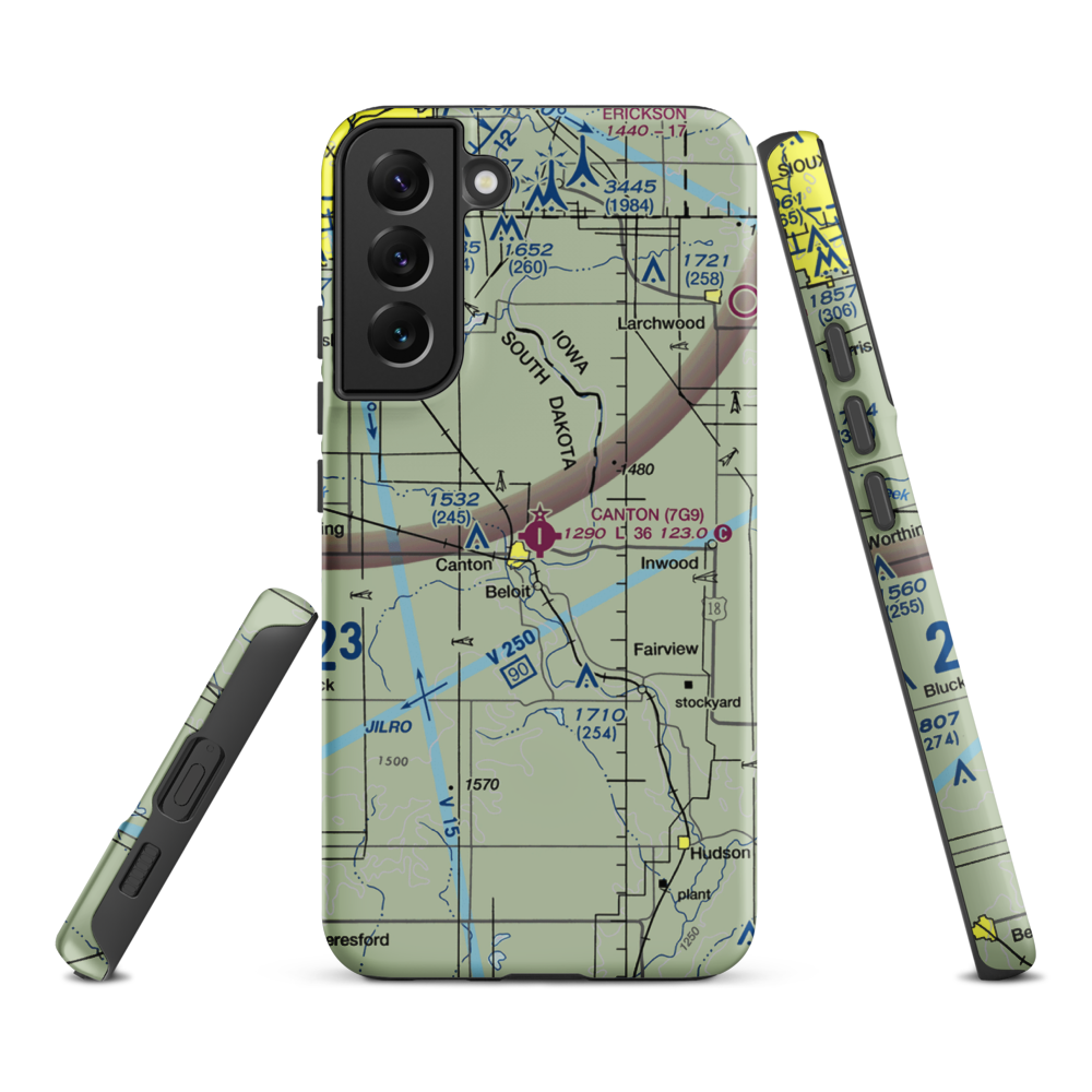 Canton Municipal Airport (7G9) VFR Sectional Samsung Phone Case Samsung Galaxy S22 Plus model shown