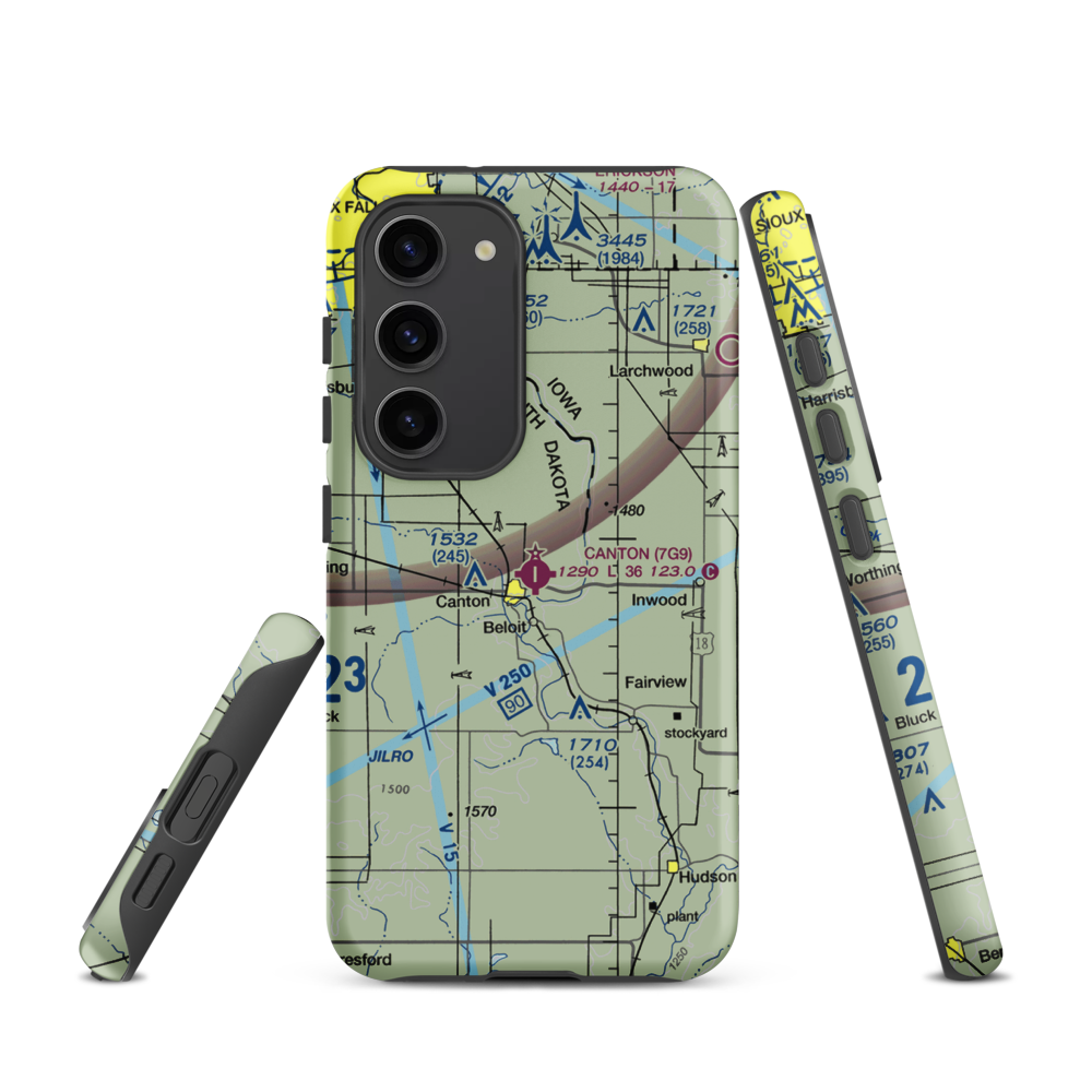 Canton Municipal Airport (7G9) VFR Sectional Samsung Phone Case Samsung Galaxy S23 model shown