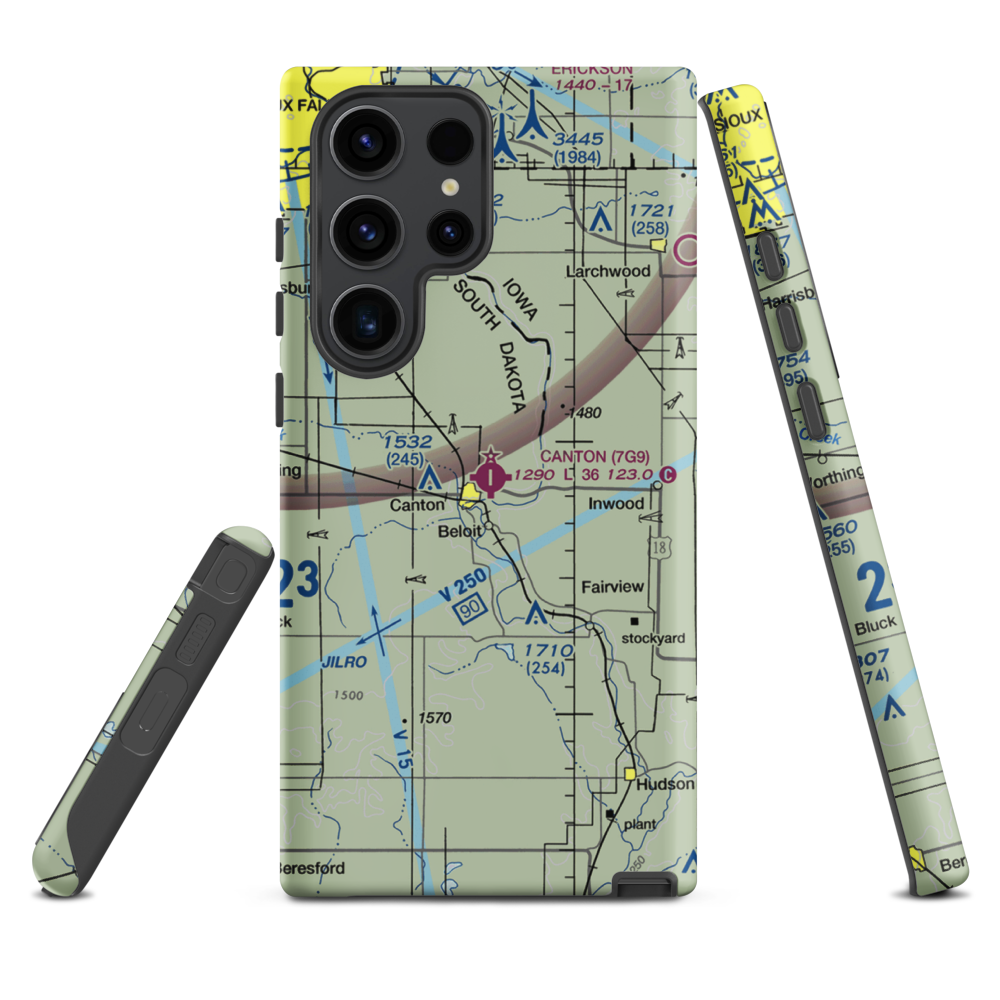 Canton Municipal Airport (7G9) VFR Sectional Samsung Phone Case Samsung Galaxy S23 Ultra model shown