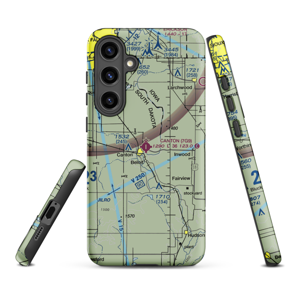 Canton Municipal Airport (7G9) VFR Sectional Samsung Phone Case Samsung Galaxy S24 Plus model shown
