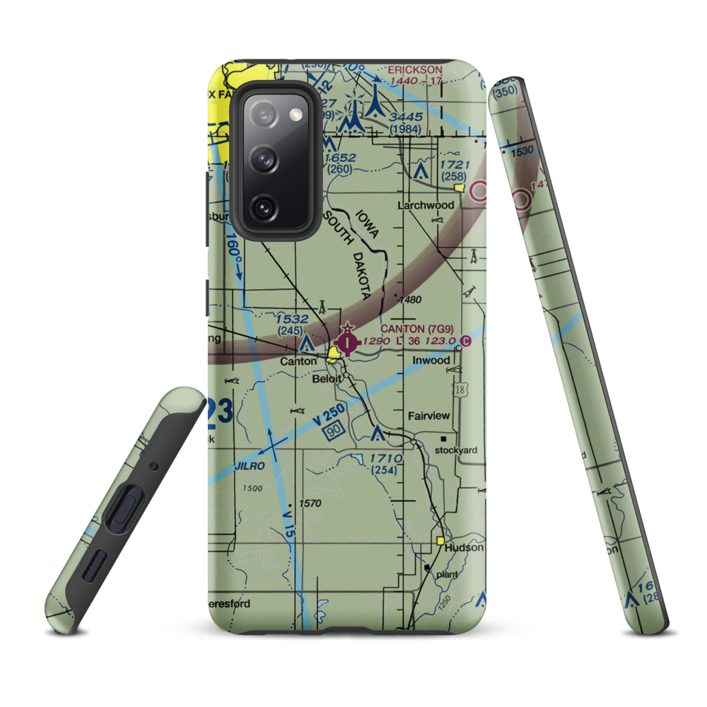Canton Municipal Airport (7G9) VFR Sectional Samsung Phone Case Samsung Galaxy S20 FE model shown