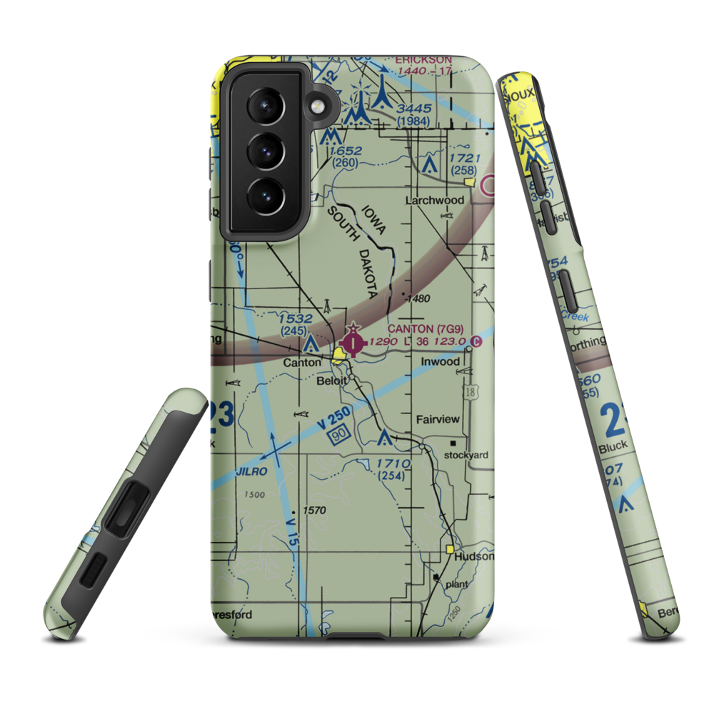 Canton Municipal Airport (7G9) VFR Sectional Samsung Phone Case Samsung Galaxy S21 Plus model shown
