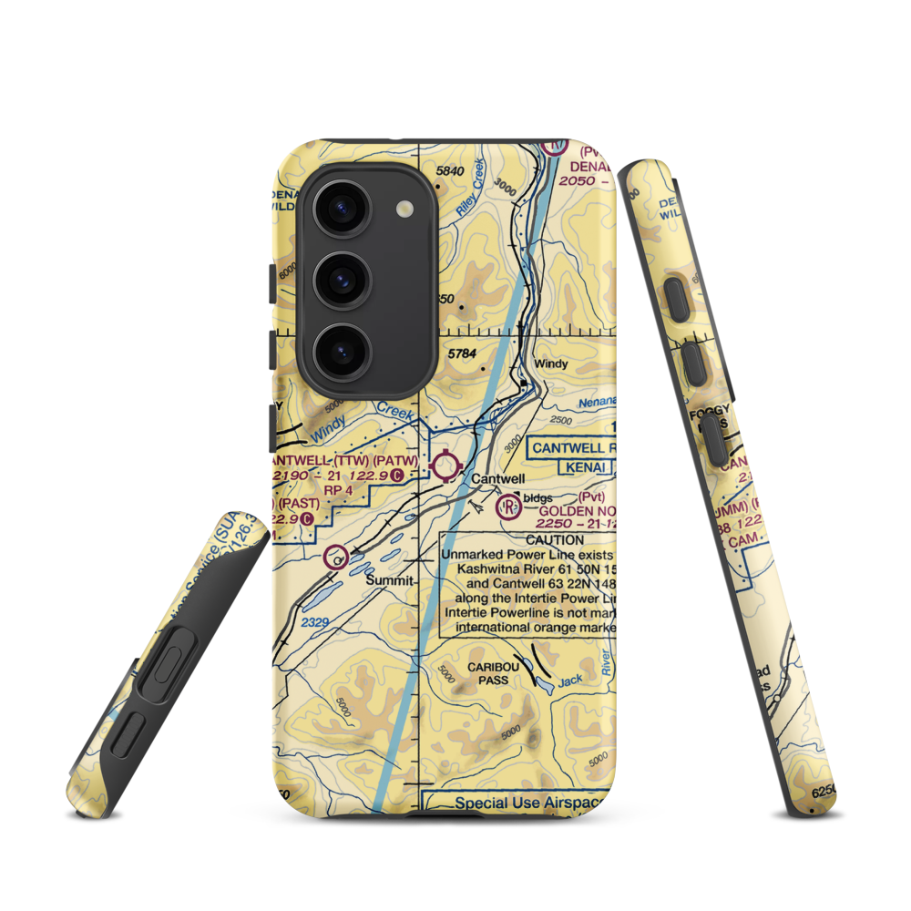Cantwell Airport (TTW) VFR Sectional Samsung Phone Case Samsung Galaxy S23 model shown