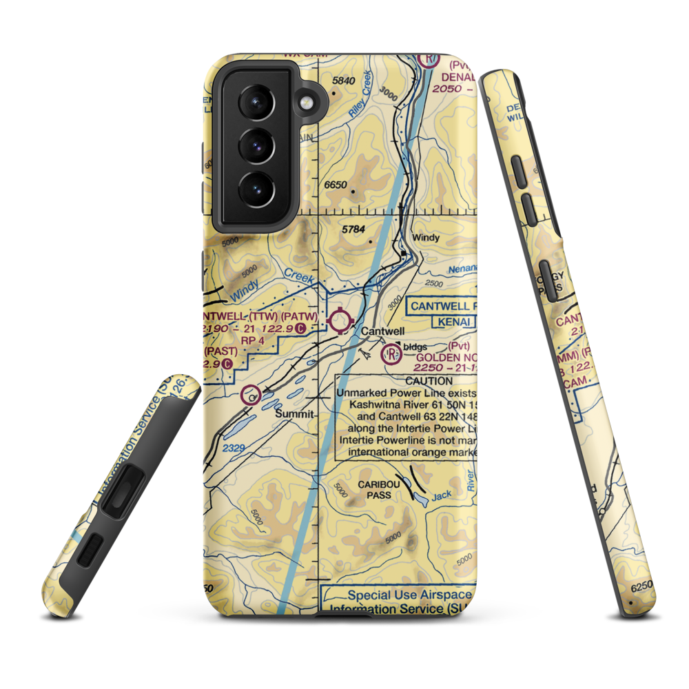 Cantwell Airport (TTW) VFR Sectional Samsung Phone Case Samsung Galaxy S21 FE model shown