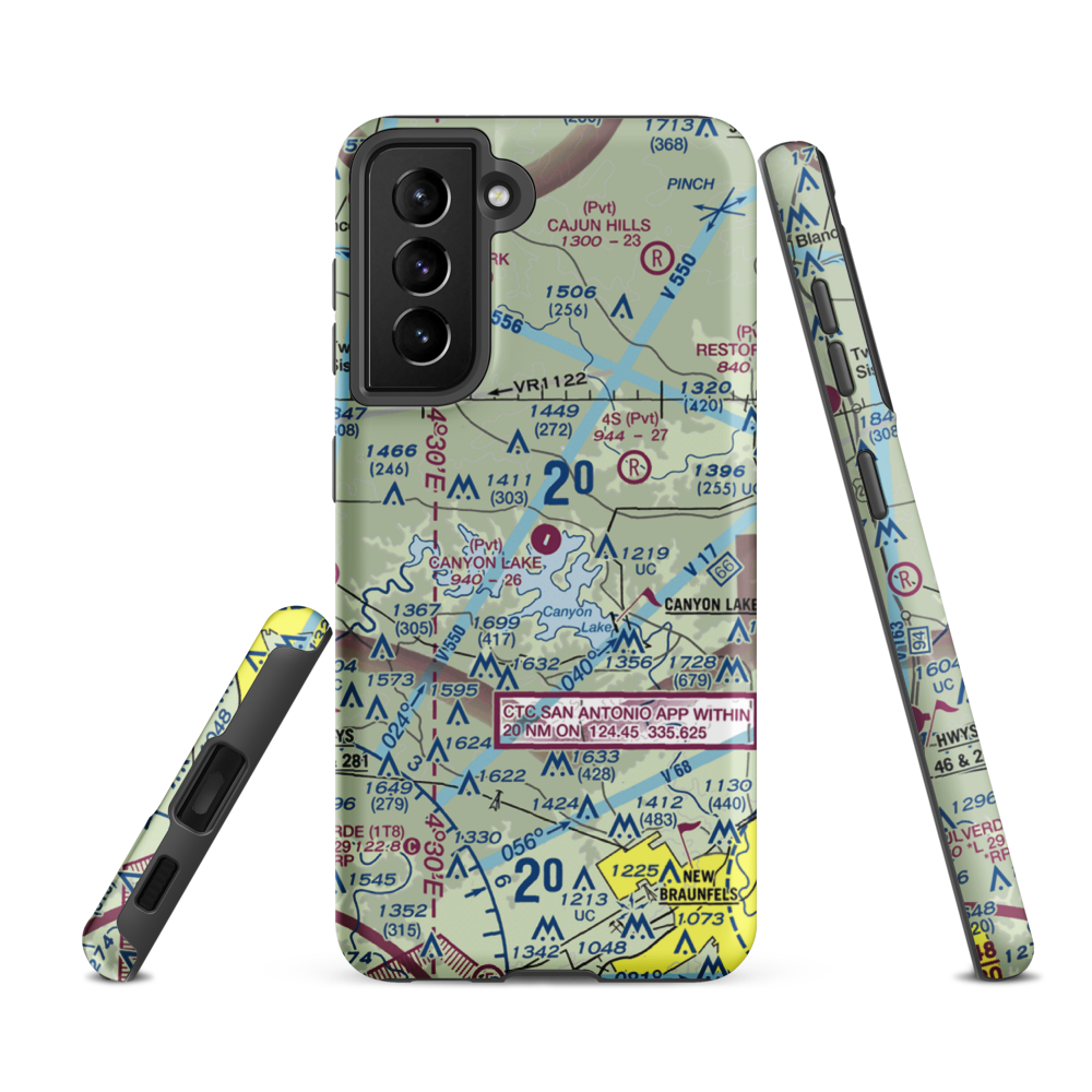 Canyon Lake Airport (34TS) VFR Sectional Samsung Phone Case Samsung Galaxy S21 FE model shown