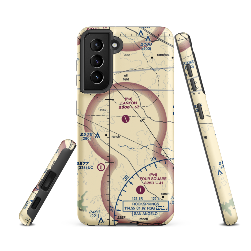 Canyon Ranch Airport (TE37) VFR Sectional Samsung Phone Case Samsung Galaxy S21 FE model shown