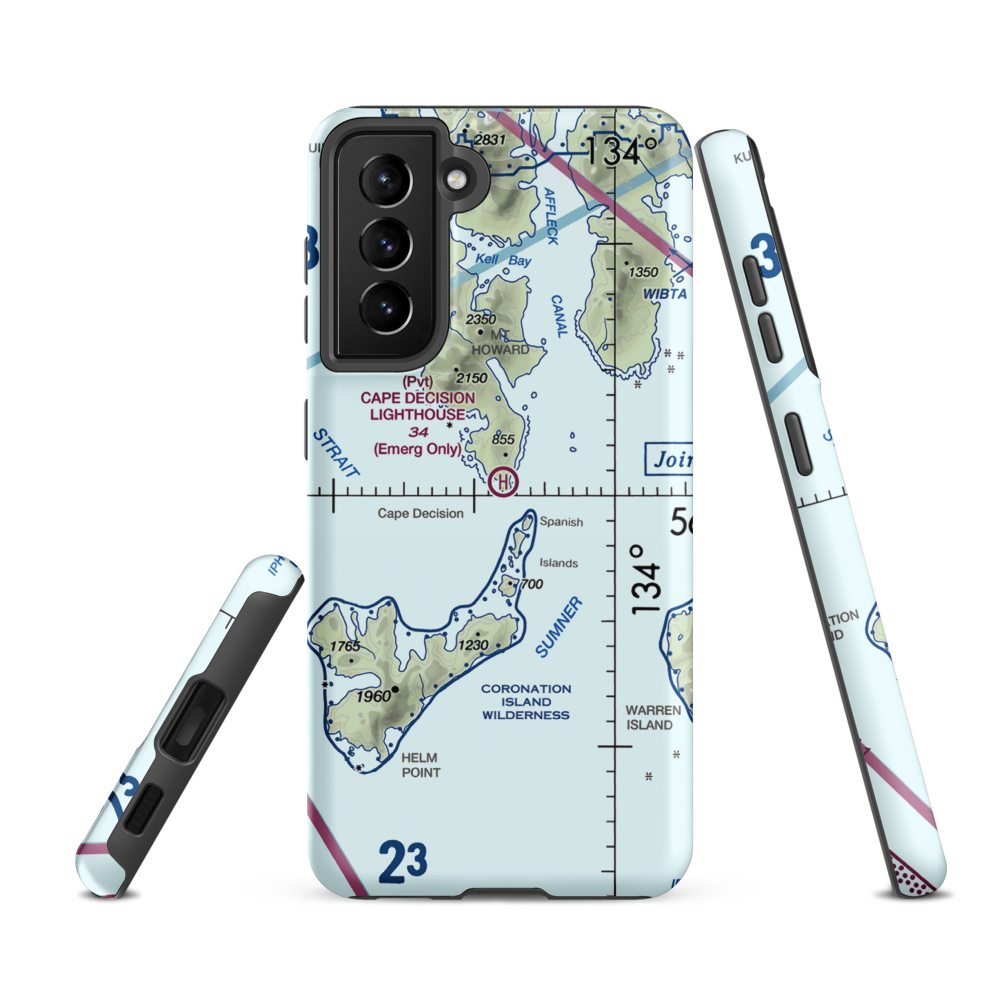 Cape Decision C. G. Heliport (CDE) VFR Sectional Samsung Phone Case Samsung Galaxy S21 FE model shown