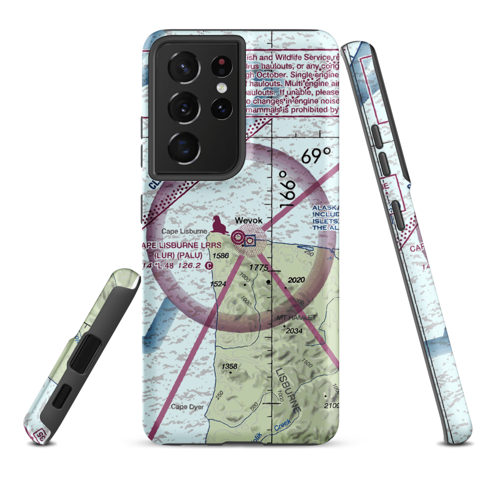 Cape Lisburne LRRS Airport (LUR) VFR Sectional Samsung Phone Case Samsung Galaxy S21 Ultra model shown