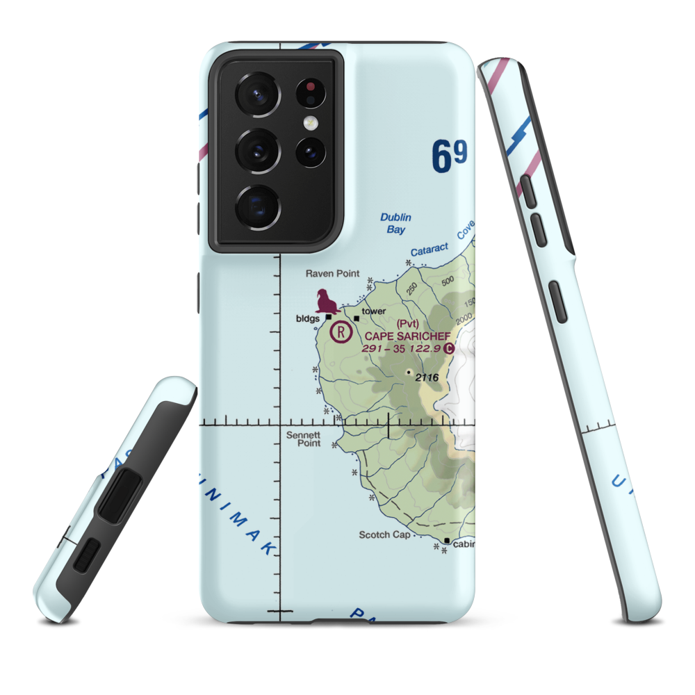 Cape Sarichef Airport (26AK) VFR Sectional Samsung Phone Case Samsung Galaxy S21 Ultra model shown