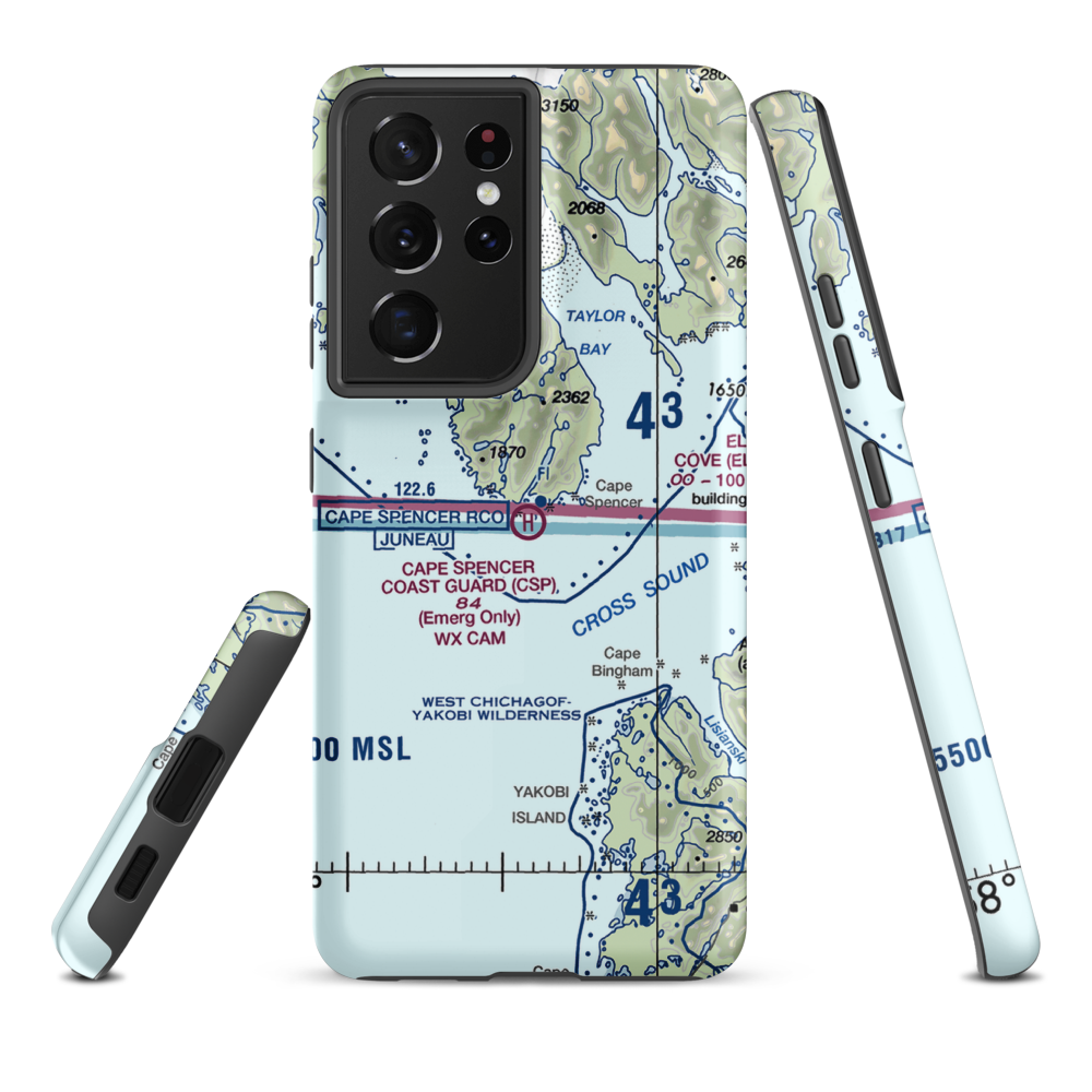Cape Spencer C.G. Heliport (CSP) VFR Sectional Samsung Phone Case Samsung Galaxy S21 Ultra model shown