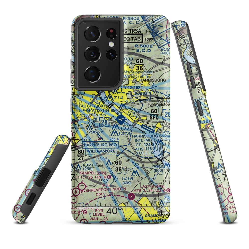Capital City Airport (CXY) VFR Sectional Samsung Phone Case Samsung Galaxy S21 Ultra model shown