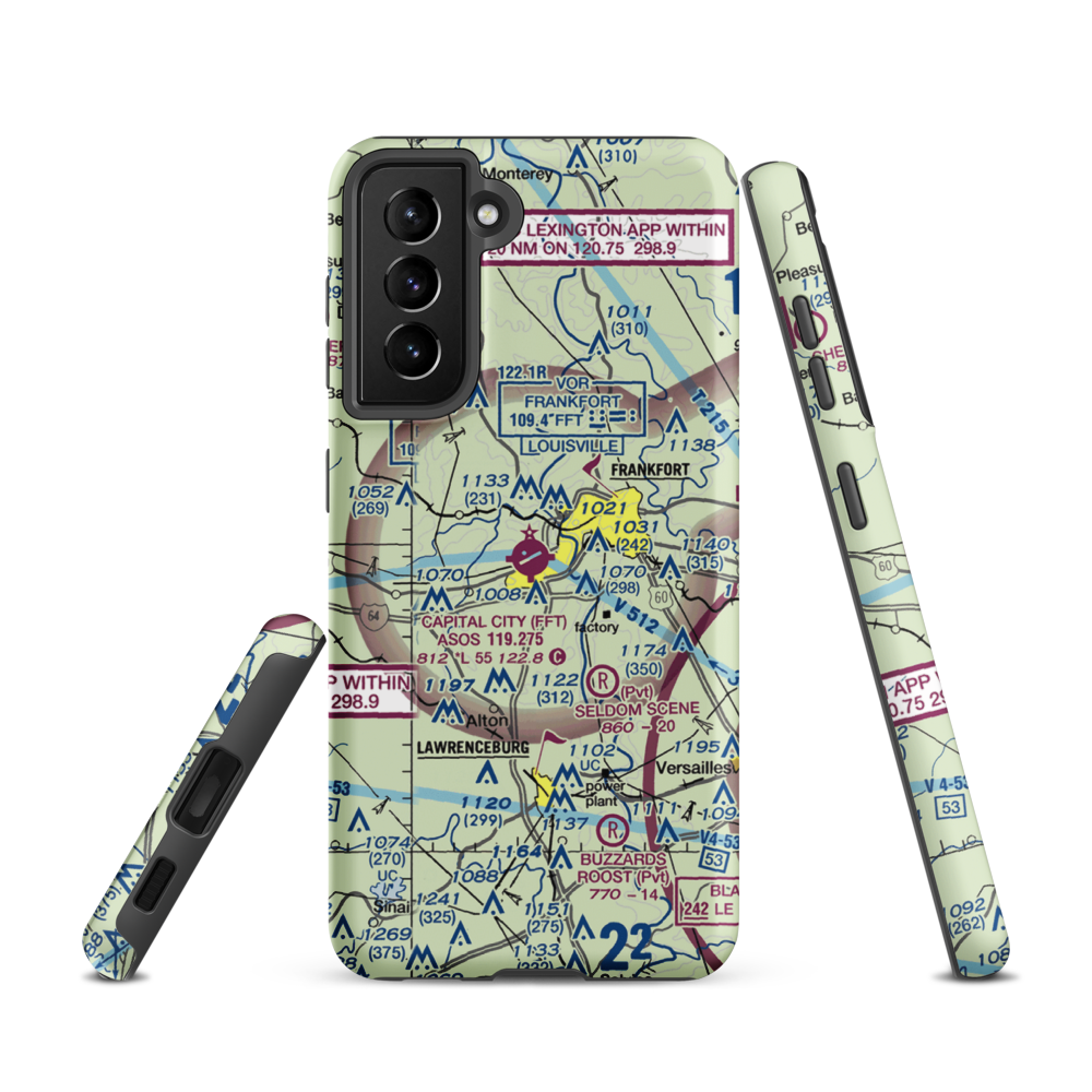 Capital City Airport (FFT) VFR Sectional Samsung Phone Case Samsung Galaxy S21 model shown