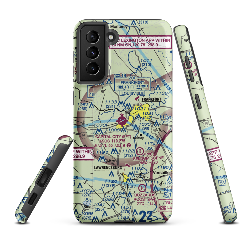 Capital City Airport (FFT) VFR Sectional Samsung Phone Case Samsung Galaxy S21 Plus model shown