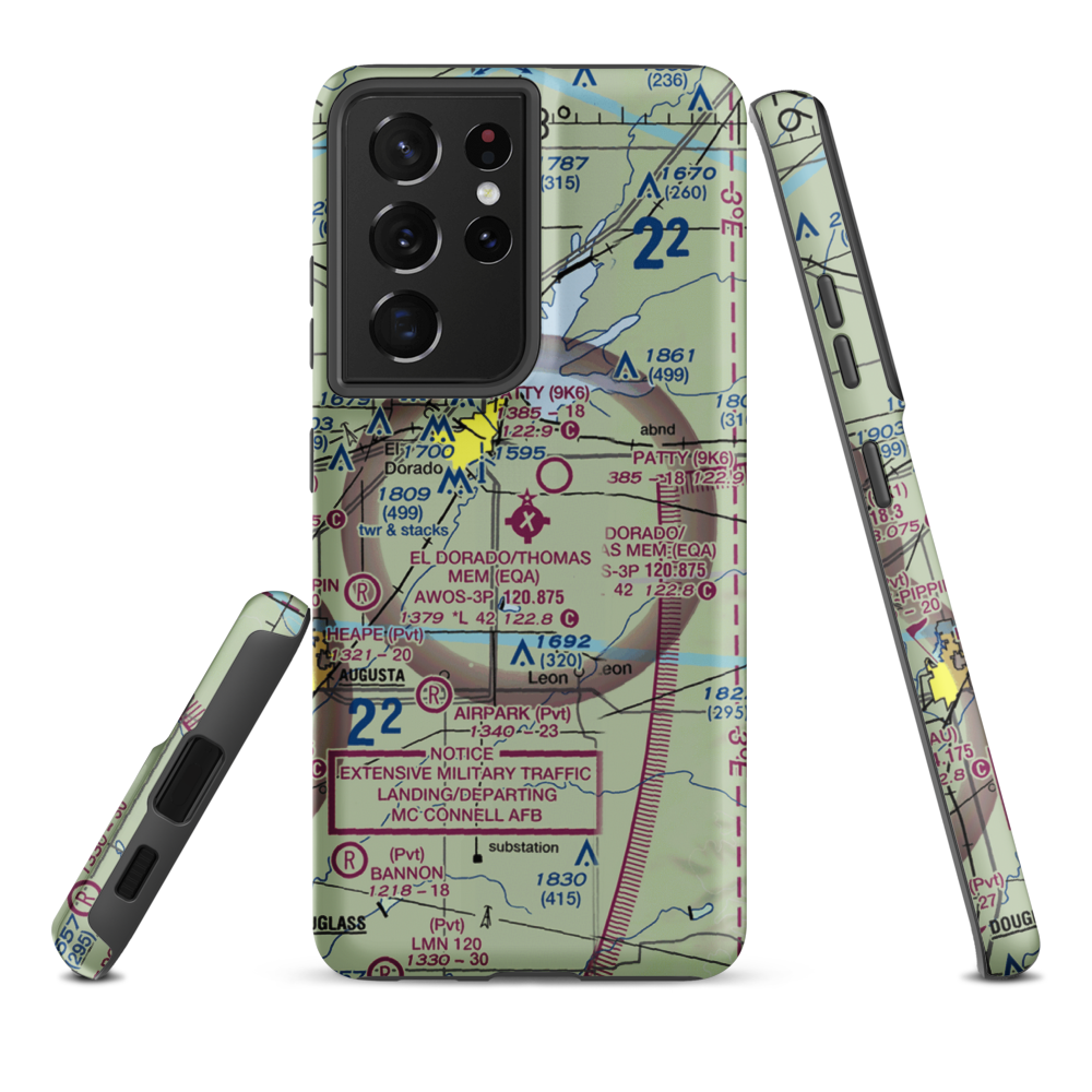 Captain Jack Thomas El Dorado Airport (EQA) VFR Sectional Samsung Phone Case Samsung Galaxy S21 Plus model shown