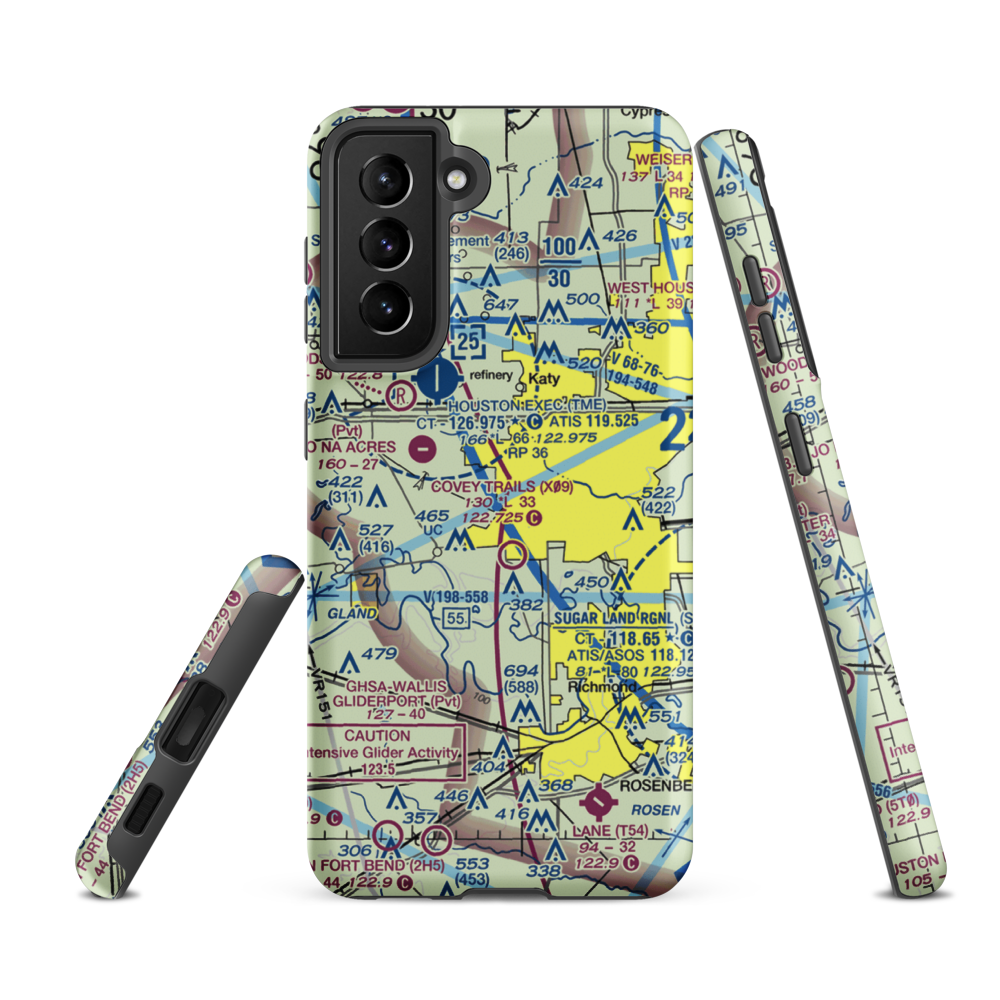 Cardiff Brothers Airport (US-0240) VFR Sectional Samsung Phone Case Samsung Galaxy S21 FE model shown