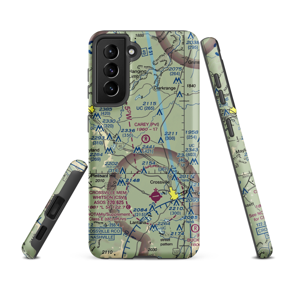Carey Airport (TN56) VFR Sectional Samsung Phone Case Samsung Galaxy S21 FE model shown