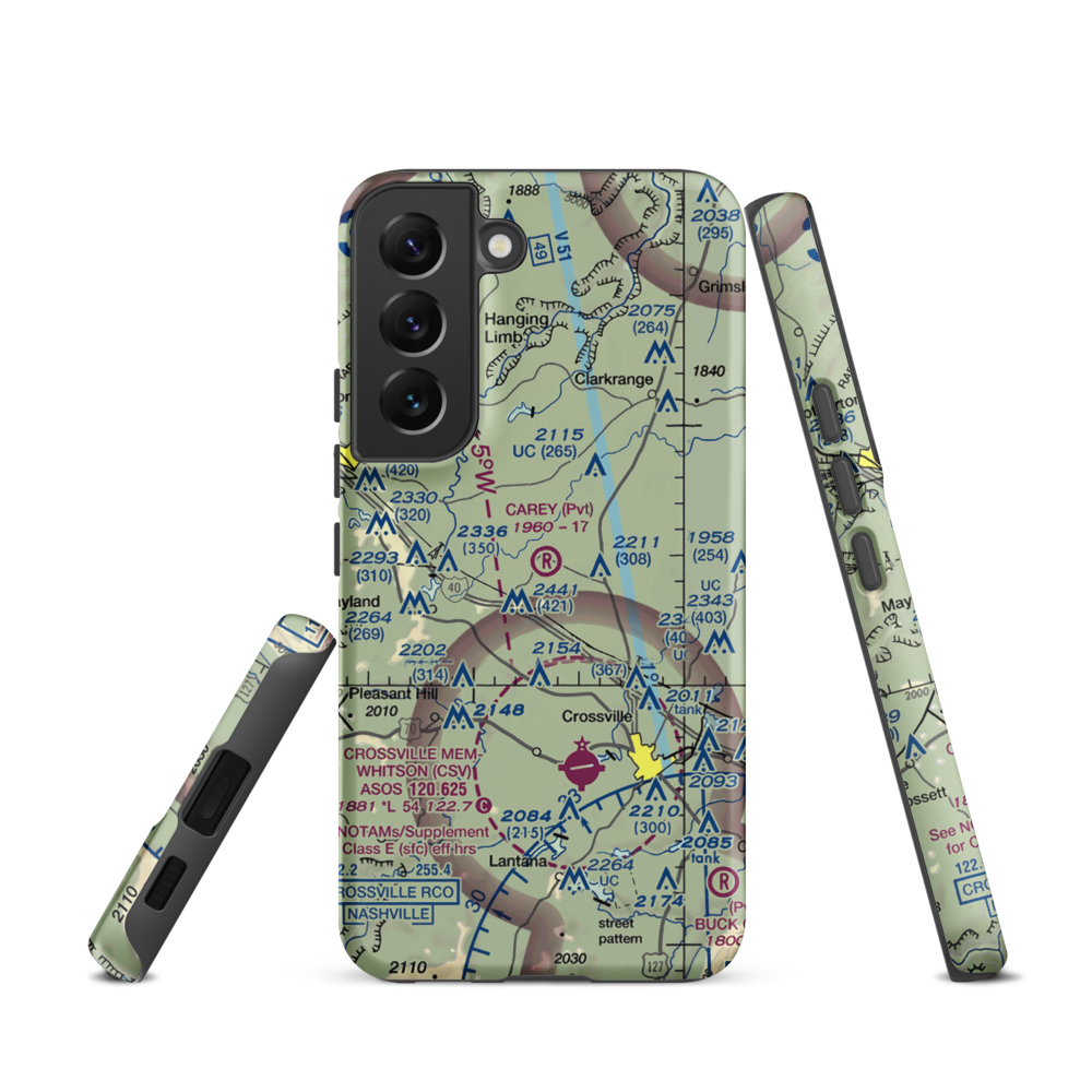 Carey Airport (TN56) VFR Sectional Samsung Phone Case Samsung Galaxy S22 model shown