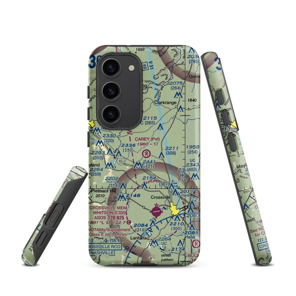 Carey Airport (TN56) VFR Sectional Samsung Phone Case Samsung Galaxy S23 model shown