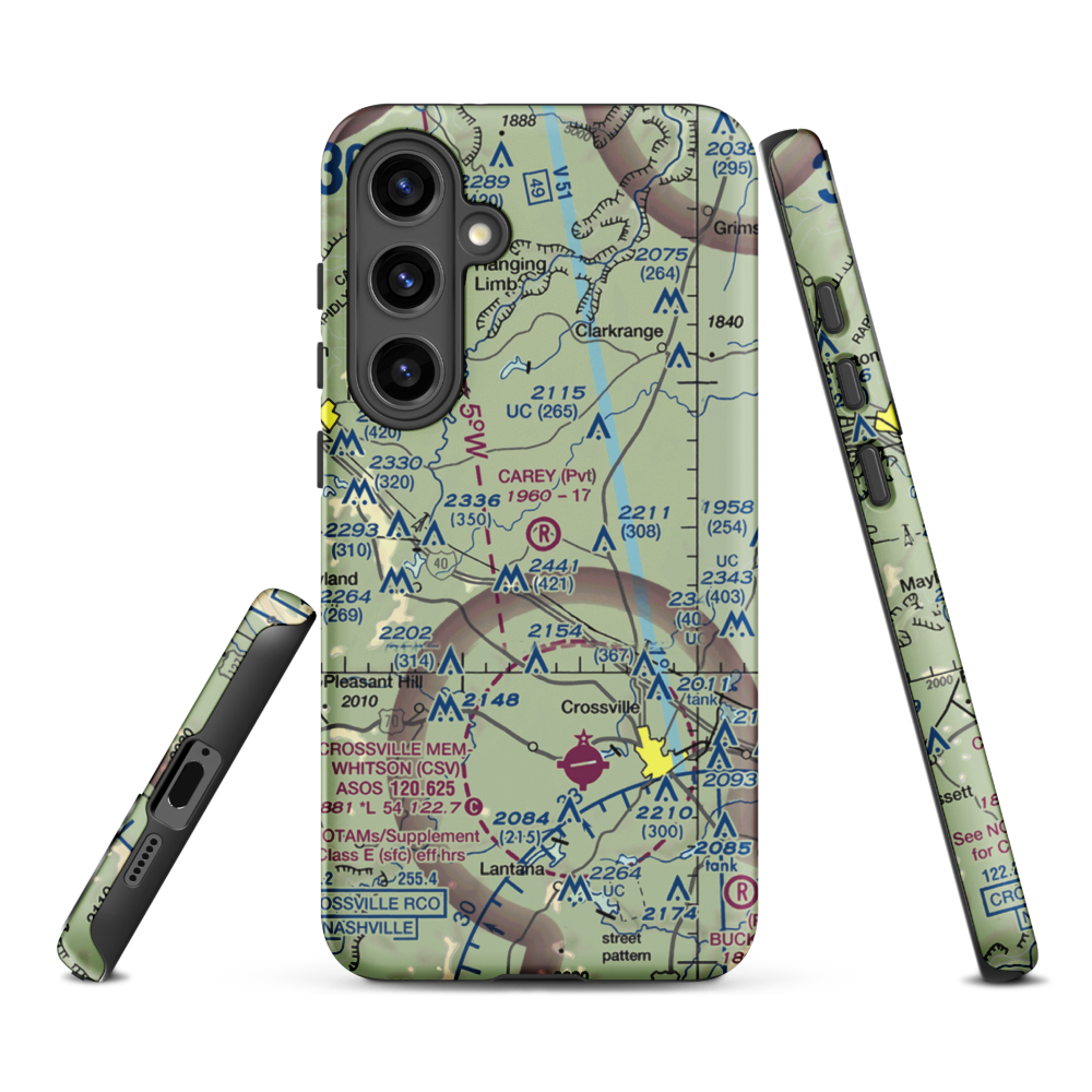 Carey Airport (TN56) VFR Sectional Samsung Phone Case Samsung Galaxy S24 Plus model shown