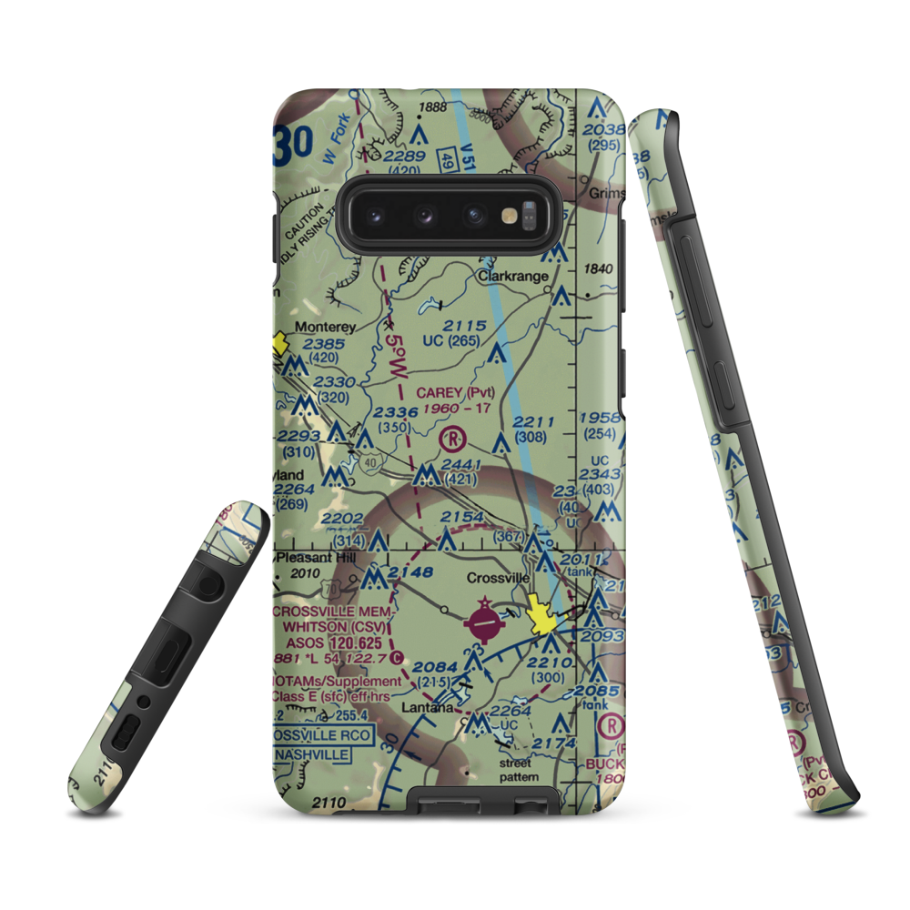 Carey Airport (TN56) VFR Sectional Samsung Phone Case Samsung Galaxy S10 Plus model shown