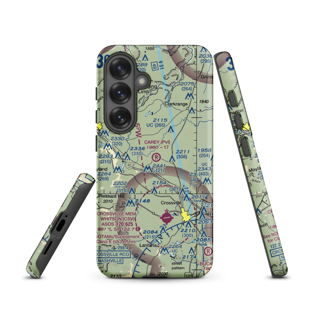 Carey Airport (TN56) VFR Sectional Samsung Phone Case Samsung Galaxy S25 model shown
