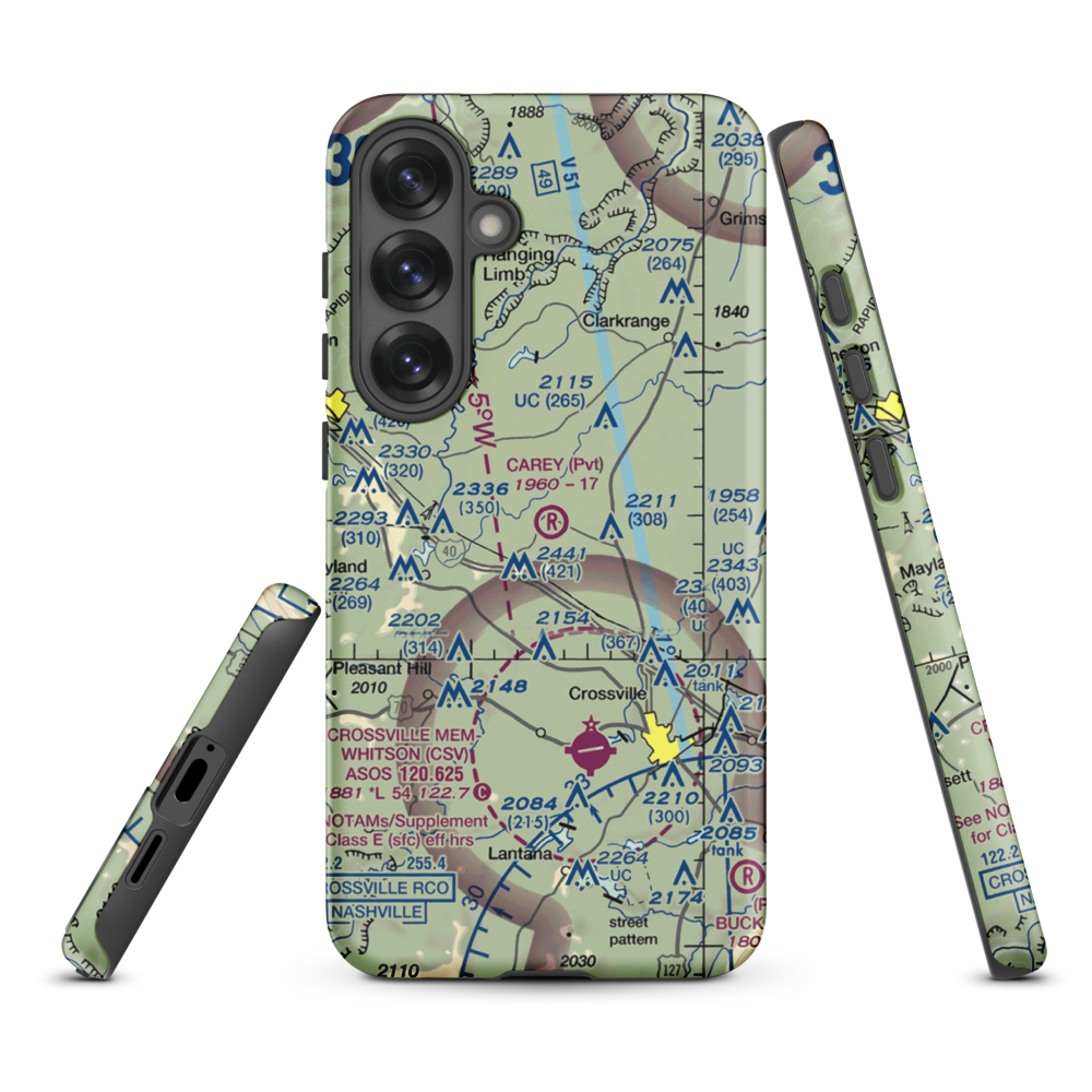 Carey Airport (TN56) VFR Sectional Samsung Phone Case Samsung Galaxy S25 Plus model shown