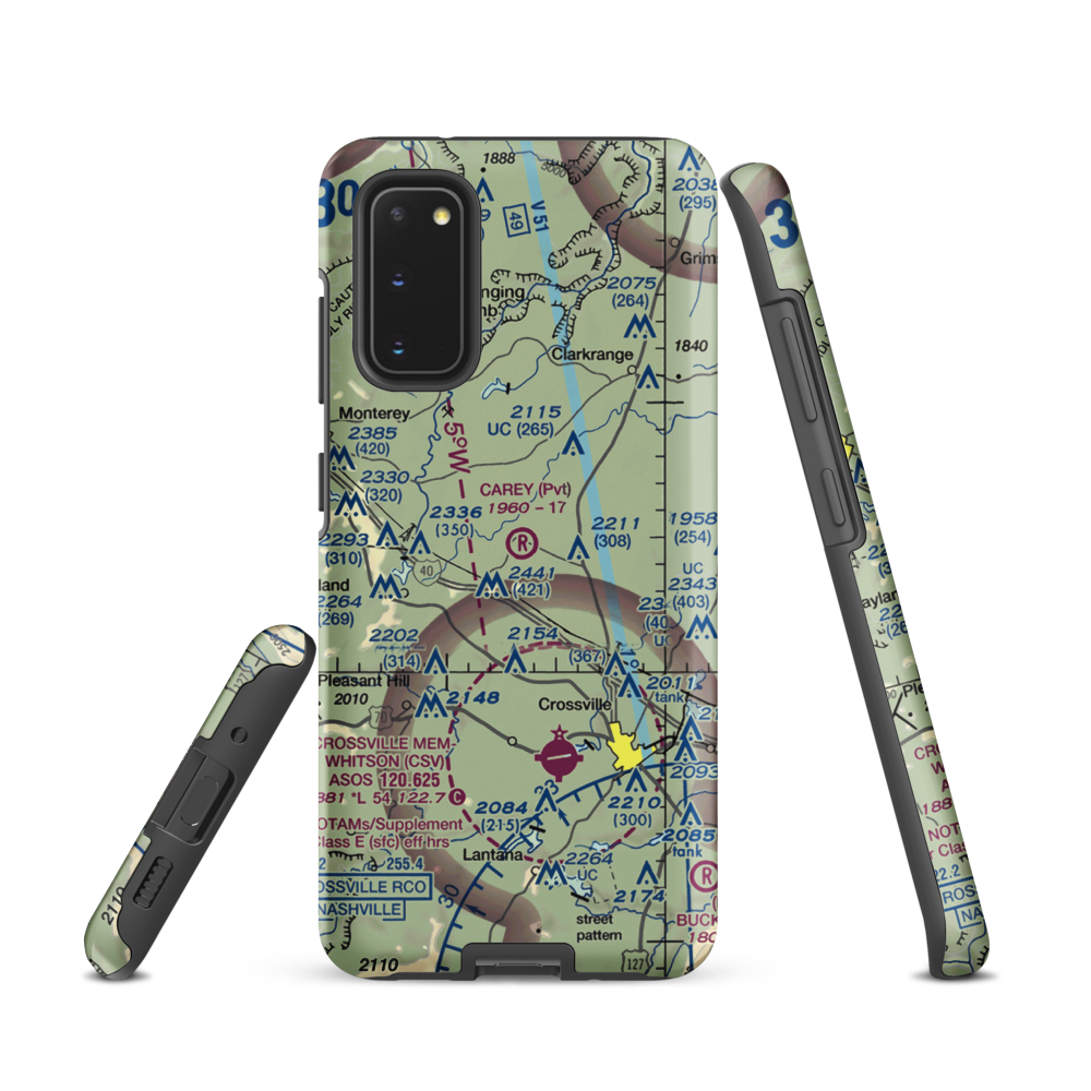 Carey Airport (TN56) VFR Sectional Samsung Phone Case Samsung Galaxy S20 model shown