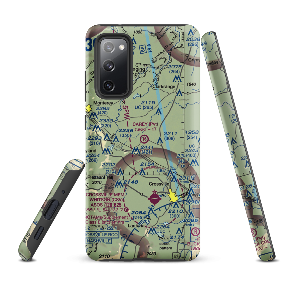 Carey Airport (TN56) VFR Sectional Samsung Phone Case Samsung Galaxy S20 FE model shown