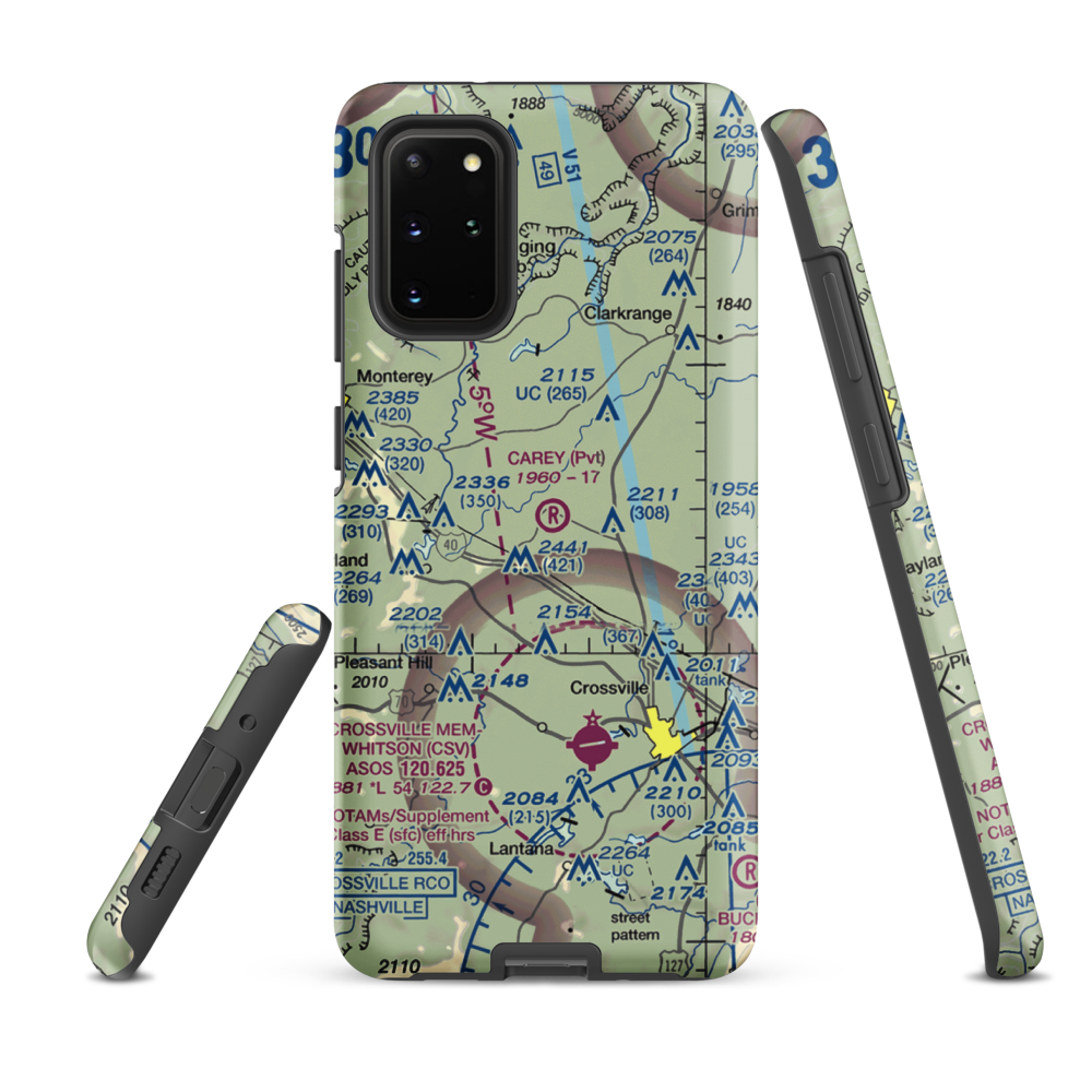 Carey Airport (TN56) VFR Sectional Samsung Phone Case Samsung Galaxy S20 Plus model shown