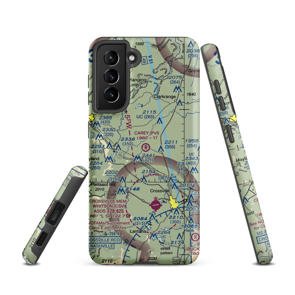 Carey Airport (TN56) VFR Sectional Samsung Phone Case Samsung Galaxy S21 model shown