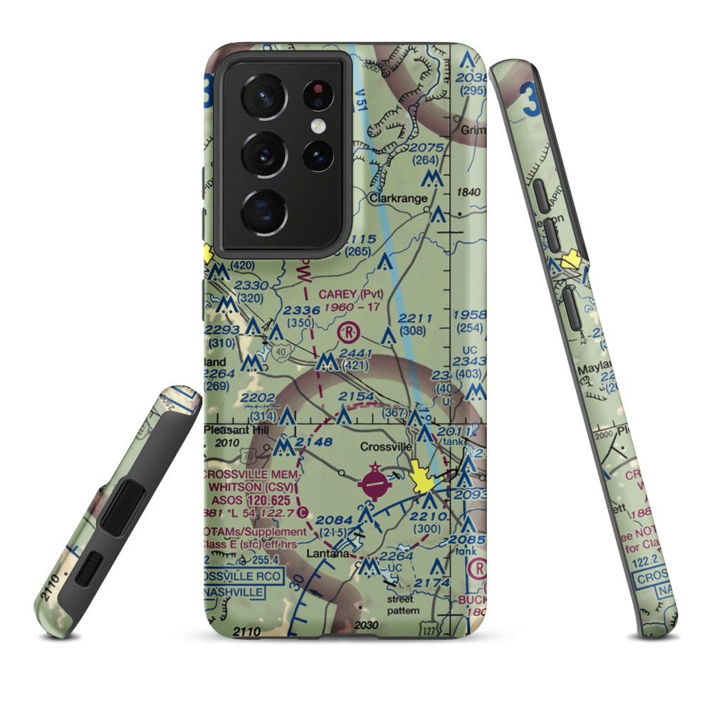 Carey Airport (TN56) VFR Sectional Samsung Phone Case Samsung Galaxy S21 Ultra model shown