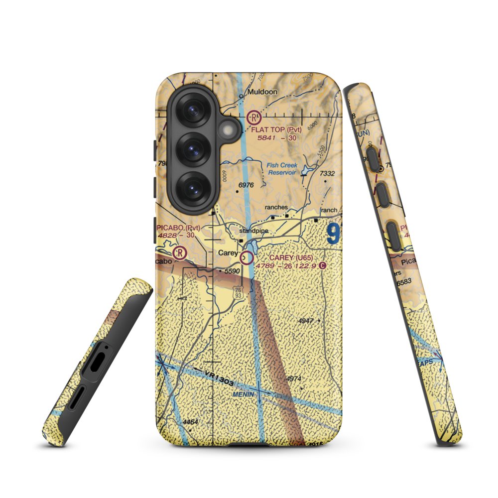 Carey Airport (U65) VFR Sectional Samsung Phone Case Samsung Galaxy S25 model shown