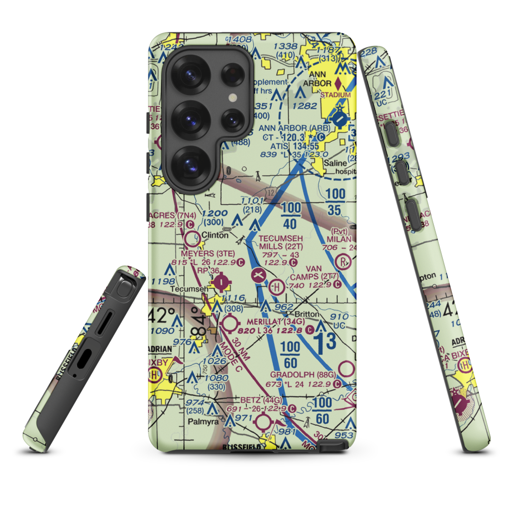 Carl's Airport (MI70) VFR Sectional Samsung Phone Case Samsung Galaxy S25 Ultra model shown