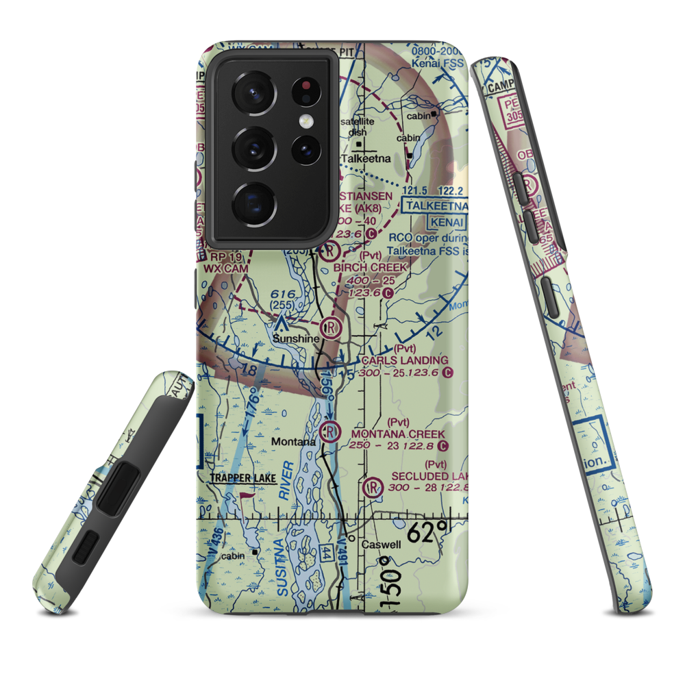Carl's Landing Airport (AK19) VFR Sectional Samsung Phone Case Samsung Galaxy S21 Plus model shown