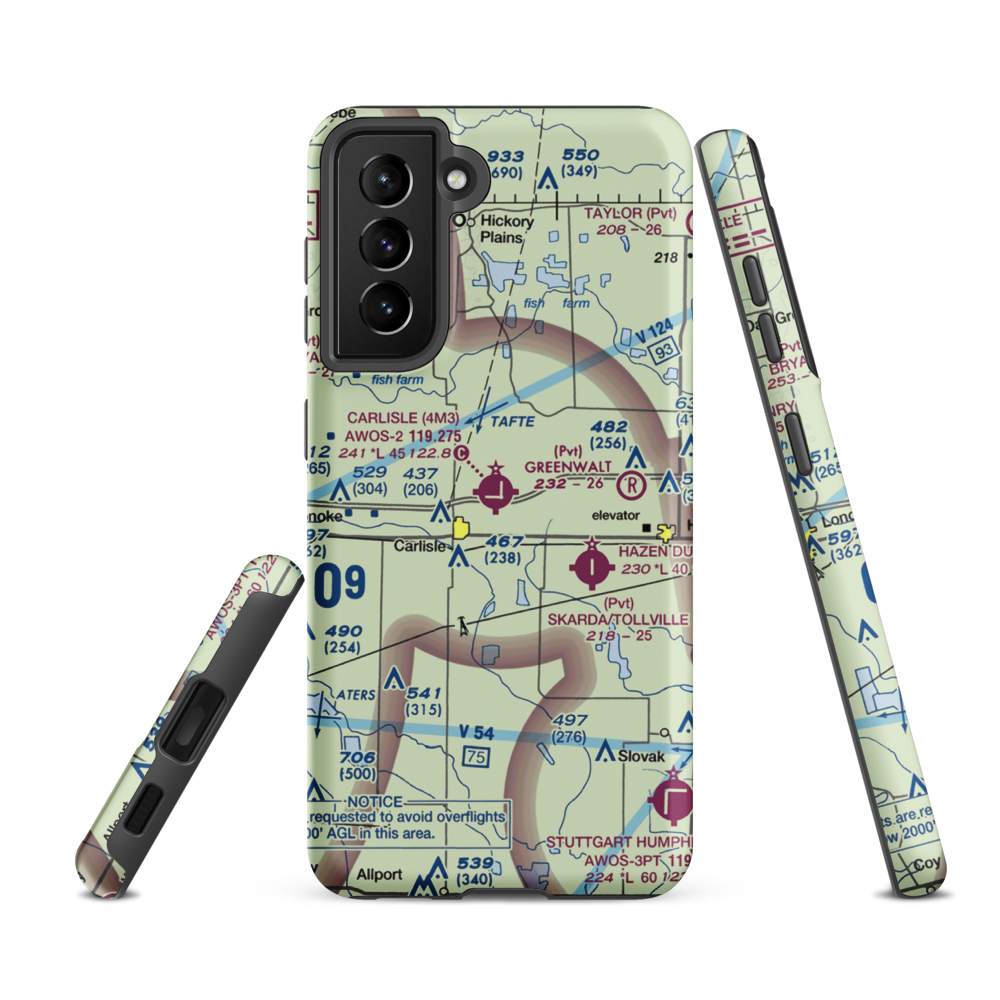 Carlisle Municipal Airport (4M3) VFR Sectional Samsung Phone Case Samsung Galaxy S21 FE model shown