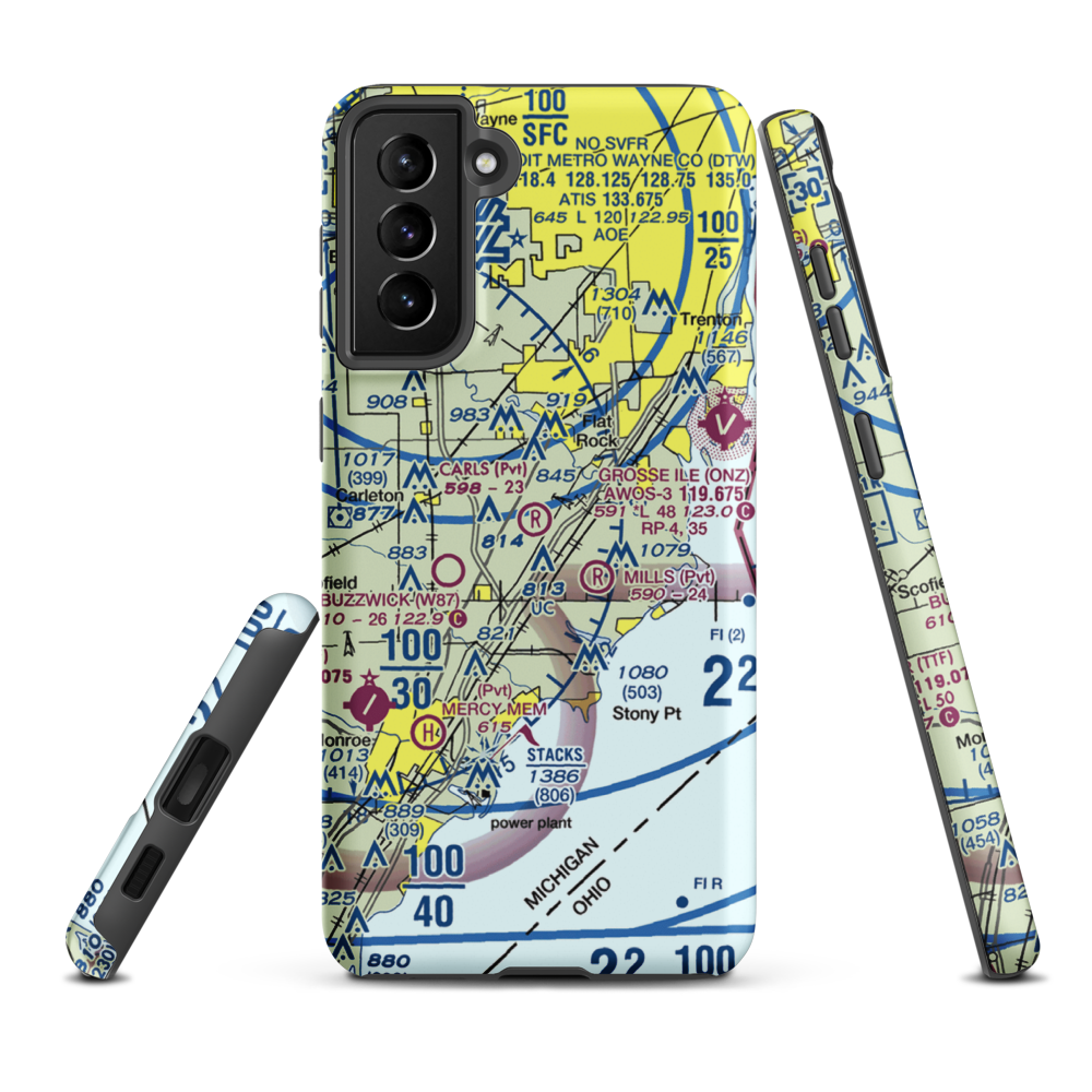 Carls Airport (78MI) VFR Sectional Samsung Phone Case Samsung Galaxy S21 FE model shown